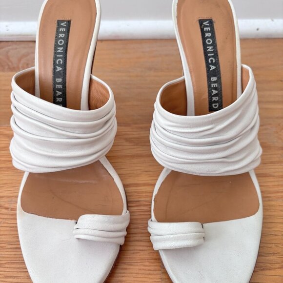 Veronica Beard Orla Napa Leather Sandals in Eggshell - Picture 6 of 10